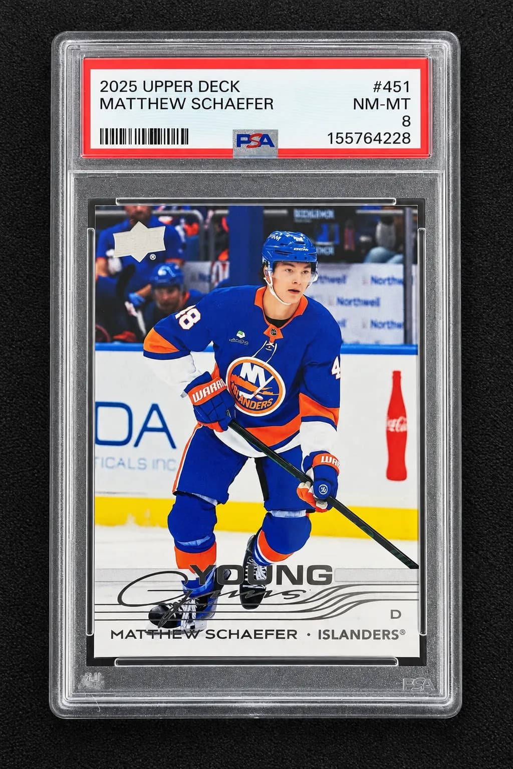 2025 Upper Deck Young Guns Matthew Schaefer, PSA 8 — this week's giveaway chase card